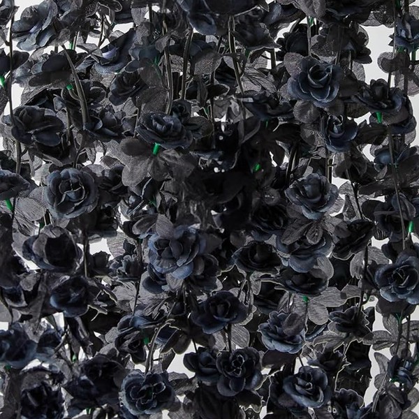 WEISPARK Black Roses Artificial Flowers - 4pcs 8.2 FT Fake