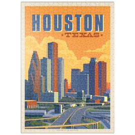 Houston, Texas: Skyline, Vintage Poster - Premium 500 pieces Puzzle - MyPuzzle special collection from Anderson Design Group