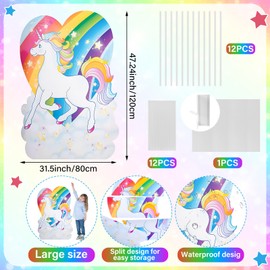 Geelin 47" H Unicorn Cardboard Cutout Stand up Rainbow Cloud Unicorns Horse Life Size Photo Props Large Outdoor Lawn Decorations for Birthday Themed Party Celebrations