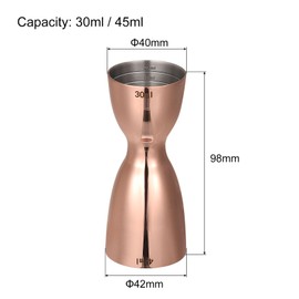 uxcell 1oz/1.5oz Cocktail Jigger, Stainless Steel Rim Bell Jigger Measuring Cup Bar Kit for Wine Drink Cocktail, Copper