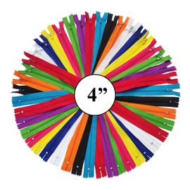 KGS Nylon Zippers for Sewing Crafts | 10 Assorted Colors | Rainbow Edition | 10 Zippers/Pack (4 Inch)