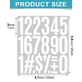 240 Numbers, 3", Peel & Stick Mailbox Number Pack, Weatherproof Vinyl Stickers for Residential Address, Signage, Doors, Vehicles, Cars, Trucks, Business (3", White)