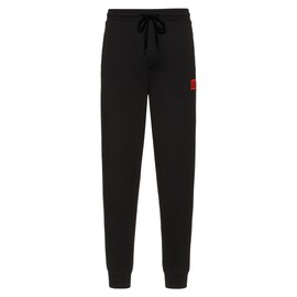 HUGO Doak212 Men’s Jogging Bottoms Cotton Terry with Red Logo Label, Black 1