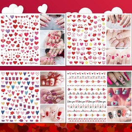 TailaiMei 12 Sheets Valentine's Day Nail Decals Stickers, Self-Adhesive Nail Art Decorations, Design for kiss Love Hug (1080Pcs)