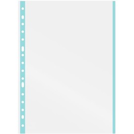 Grafoplás Plastic Sleeves for Folios | Pack of 10 | Glass | Pastel Blue Border | Extra Polypropylene | Reinforced Spine | Perfect for Ring Binder
