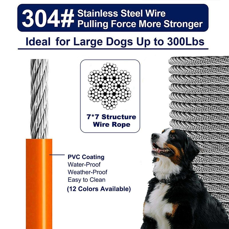 Tie Out Cable for Dogs Up to 300lbs,100ft Extra Strong