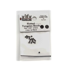 Hareline Slotted Tungsten Beads #11 3/32'' (2.38mm) Jet Black