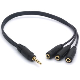 PIIHUSW 3 Way 3.5mm Headphone Splitter Gold Plated 3.5mm TRRS Male to 3 x 3.5mm TRRS Female Cable 4 Pole 1/8 inch Male to 3 Female Connectors