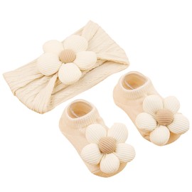Reayou Baby Girls Nylon Headbands Socks Set Baby Flower Headbands Socks Soft Hairbands Hair Accessories Baby socks for Newborn Infant Toddler Kids