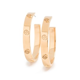 Tory Burch Women's Miller Stud Hoop Earrings, Tory Gold, One Size