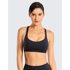 CRZ YOGA Sujetadores Deportivos con Tiras para Mujer Tops de Yoga Acolchados con Espalda Cruzada Negro Grande