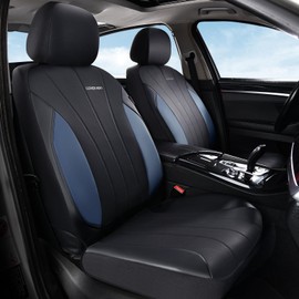 Coverado Seat Covers, Car Seat Covers 5 Seats, Luxury Leather Seat Protectors, All-Weather Protection, Blue Auto Seat Covers Full Set Universal Fit for Most Vehicles SUV Truck Sedan