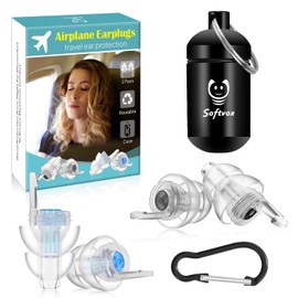 Tapones para los oídos de avión para aliviar la presión [2 pares], 100 tapones reutilizables súper suaves para los oídos de viaje para evitar el dolor de oídos y reducir el ruido, protección auditiva para adultos y niños con pequeños canales auditivos