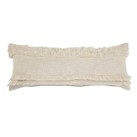 14 X 36 Cream 100% Cotton Zippered Pillow