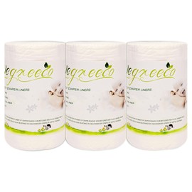 wegreeco Cloth Diaper Liners - Unscented Diaper Liners, Fragance Free Cloth Diaper Liners - 100 Sheets Per Roll (3 Roll)