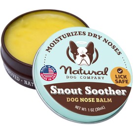 Natural Dog Company Snout Soother, Dog Nose Balm, Wax & Cream for Dry, Cracked Noses, Heals & Moisturizes with Shea Butter & Coconut Oil, Lick-Safe Nose Butter, Made in USA, 1 oz. Tin