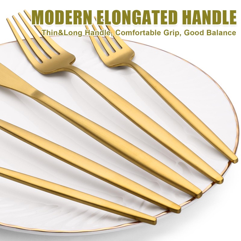 20 Piece Gold Silverware Set for 4, Terlulu Stainless Steel
