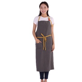 KH-DSGN Simple and Stylish Neck-Hanging Linen Cotton Apron, Free size