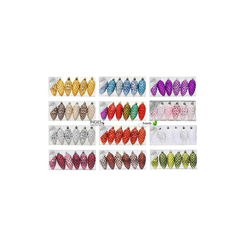 MAGIC Pack of 6 Plastic Pine Cones, 9 cm, Plastic