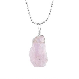 Natural Raw Morganite Gemstone Pendant Necklace, Rough Crystals, Energy Stone, Healing Crystals, Silver Plated Chain, Gift for Women, March Birthstone, Dainty Necklace, Gemstones Jewelry 18 inch