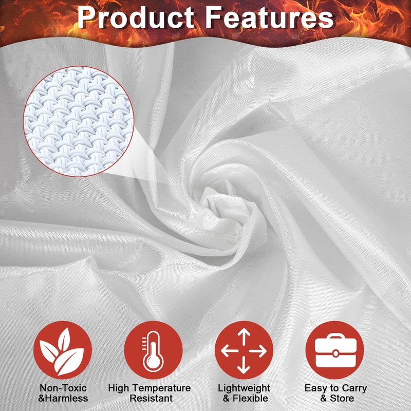100x100CM Large Fire Blanket With Loops, Fiberglass Flame Retardant Fire