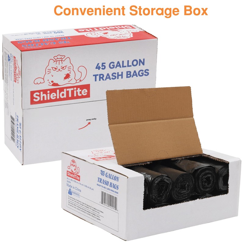45 Gallon Large Garbage Bags, Heavy Duty Trash Bags, 200