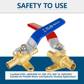 GUOFIS 1/2" PEX Crimp Shut-off Ball Valve with Drop-ear, 4-Pack PEX Brass Full Port Shut-off Ball Valve, Red & Blue