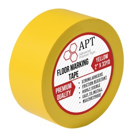 APT, PVC Marking Tape, Premium Vinyl Safety Marking and Dance Floor Splicing Tape, 6 mil Thick,51mmx30M, Mulit-Color (51mm x 30M(1 Roll), Yellow)