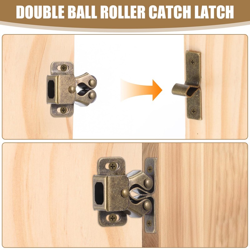 2 Pack Cabinet Latch Double Roller Catch, Heavy Duty Latch