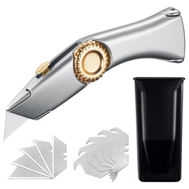 PANORIC Retractable Utility Roofing Knife with Holster - Includes Multiple Blades for Roofing, Drywall, Carpet, and Insulation - Heavy Duty, Safe and Easy to Use - Ideal Roofing Tools and Accessories