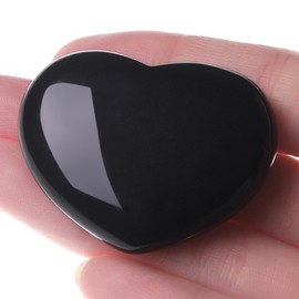 GUJOXILA 45 mm Obsidian Heart Crystal Stone Large Crystals Gemstones Heart Shaped Love Healing Crystals Worry Stones for Anxiety Relief Palm Stone Meditation Gifts