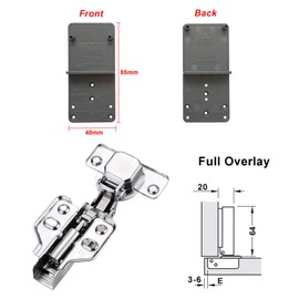 LOOTICH 110 Degree Kitchen Cabinet Cupboard Wardrobe Door Stardand Hinges with Integrated Soft Closing Mechanism Full Overlay Straight Arm Pack of 8 with Drilling Template