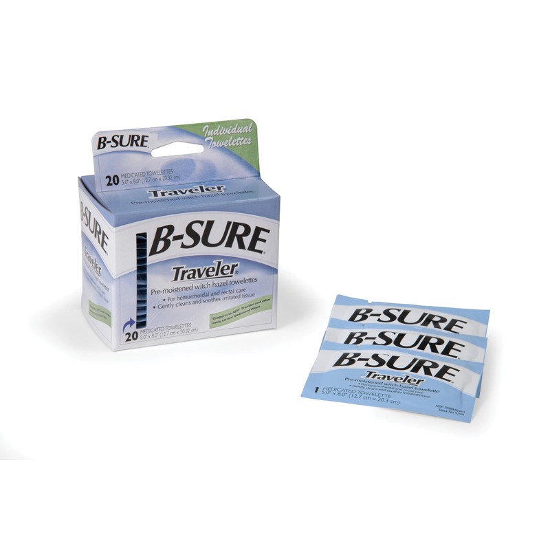 B-Sure Pre-Moistened Witch Hazel Towelettes - (20 Pack)