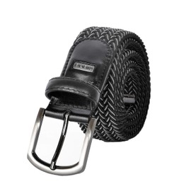 Miuno® Unisex Elastic Stretch Belt with Leather Details, Men Women Fabric Belt Gift Box 2611 -