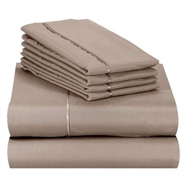 Lexington Elegance 18 inch Deep Pocket 6 PC Bed Sheet Sets, Wrinkle Free (Mocha, King)