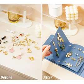 QBestry Travel Earring Holder Organizer Stud Earring Organizers and Storage Travel 63 Pairs Stud Earring Holder for Girls Earring Book Organizer Women Earrings Storage Booklet Earring Travel Case Blue