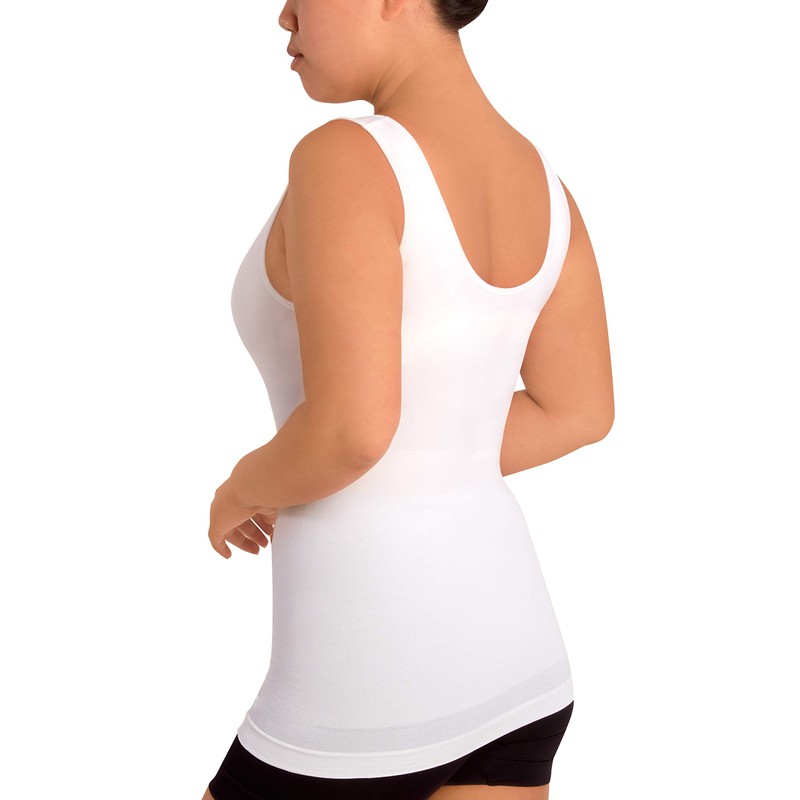 Skinnygirl Women's Scoop Neck Seamless Shaping Camisole, 3-Pack (Ondine Blush/White/Black,