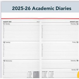 2025-2026 A5 Academic Diary Premium Week To View Diary Hardback Cover & Ribbon Marker, Mid Year Planner, Organizer for Student Teacher Hardback Case Bound (Lime Green)