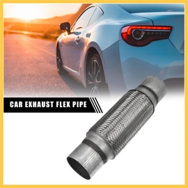 REPAIROCK 2.5"x8"x12" Car Exhaust Flexible Pipe Tubing Universal Exhaust Joint with Welding Extension Pipe Stainless Steel Silver Tone Auto Replacement Parts