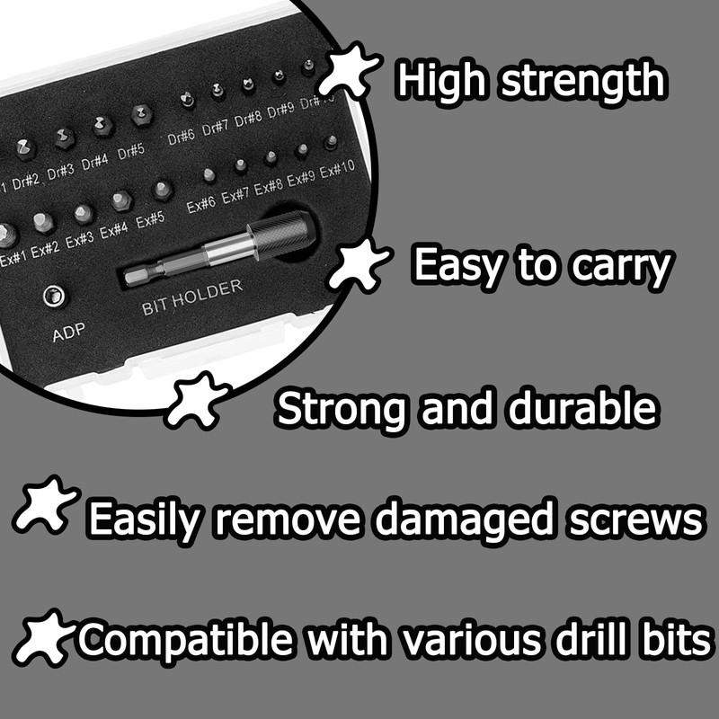 22pcs Damaged Screw Extractor Set, Easy Out Stripped Screw Remover,