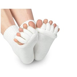 Star Han Yoga Gym Sports Five Toe Separator Massage Foot Alignment Socks ,1 Pairs, White, 16 (SH000065)