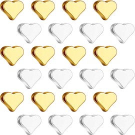 300 Pieces Heart Beads Heart Spacer Beads Small Hole Metal Loose Beads Heart Shaped DIY Beads for Making Bracelet Necklace Earring Accessories Handmade Charms (Gold and Silver)