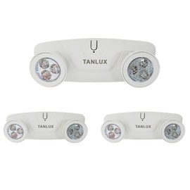 TANLUX LED Emergency Lights with Battery Backup, Two Head Adjustable Commercial Emergency Lights, UL Listed, AC 120/277V, Hardwired Emergency Lights for Business - 3 Pack(White)