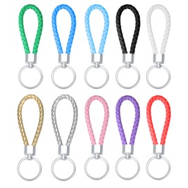 pzihao Pack of 10 Key Fob Leather Strap Lanyard Leather Braided Key Ring Car Key Ring Pendant Multicoloured, colour