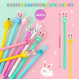 SANNIX 50 Pcs Easter Pens Cartoon Bunny Rabbit Carrot Pen Gel Ink RollerBall Pens Bulk Cute Funny Novelty Writing Pen for Kids Easter Gift School Office Home Supplies(10 Style)