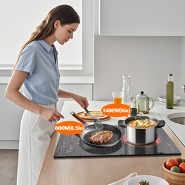 Karinear 2 Burner Electric Cooktop 110V, 12 Inch Countertop & Built-in Electric Stove Top, Plug-in Ceramic Cooktop with Child Safety Lock, Timer, Pause, Smooth Glass Surface with Beautiful Pattern(B)