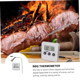 iplusmile BBQ Thermometer with Temperature Alarm Function Multipurpose Food Thermometer for Grilling Cooking Baking LCD Screen Magnetic Back for Easy Attachment Accurate Meat