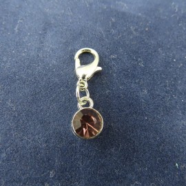 Pemby Studio FEBRUARY Birthstone Crystal Charm Zipper Pull Keychain Add On Clip Silver Tone