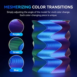 JAYO Silk PLA Filament 1.75mm Tri-Colors Blue Green Purple, Coextrusion Triple Colors 3D Printer Filament, Shiny Multicolor, 1.1kg Spool(2.4lbs), Accuracy +/- 0.02mm for Most FDM 3D Printers