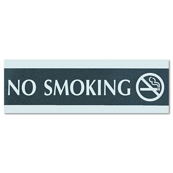 Headline Sign 4757 Century Series Office Sign, NO SMOKING, 9 x 3, Black/Silver
